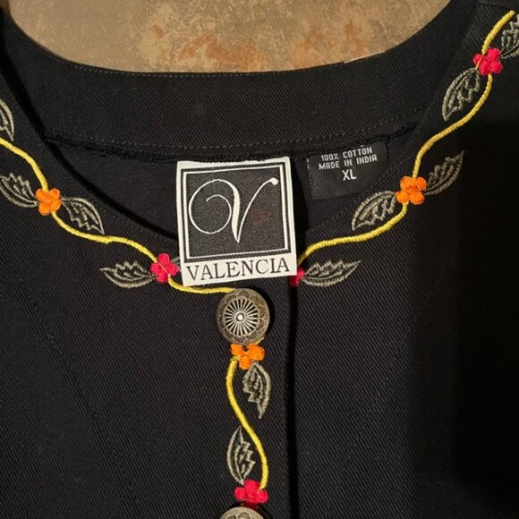 Vintage Valencia Vest XL Unique details Black Cotton - Picture 3 of 6